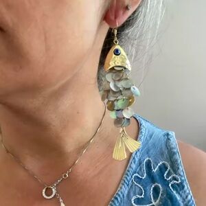 Gold Fish Shell Earrings
